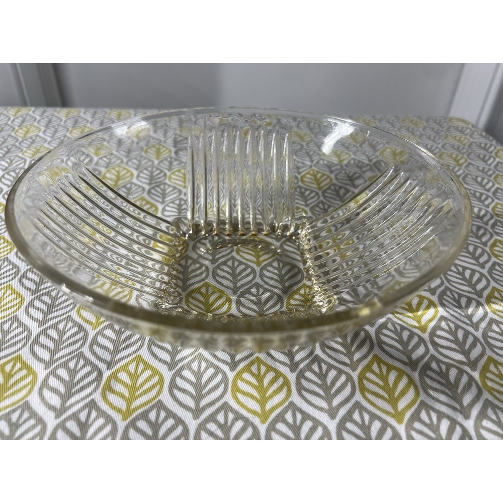 Vintage Federal Glass Bowl 9in Clear Pressed Glass MCM Elegant Table‎ Decor